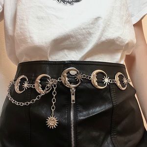 SILVER Gothic Sun Moon Stars  Retro style Bohemian belt